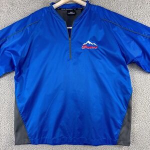 Expos‎ Baseball Coaches Jacket Mens XL Blue 1/4 Zip Mizuno Pullover Teamwear